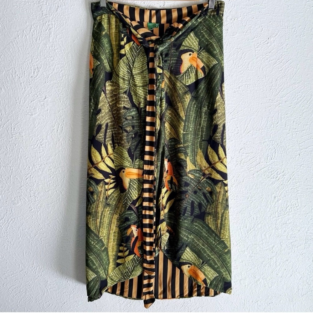 FARM Rio Jungle Print Midi reversible stripe skirt! - Picture 3 of 10